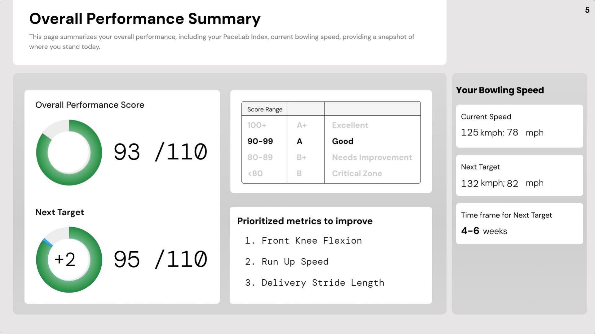 Performance report summary page