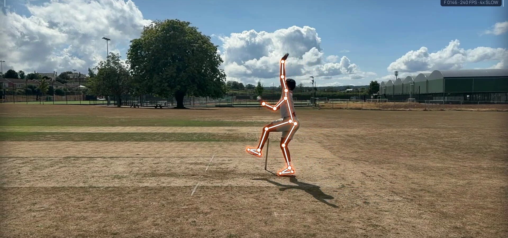 Tracked skeleton at back-foot contact